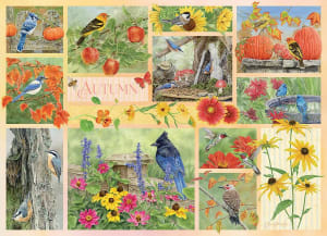 Garden Birds in Autumn Collage By Cobble Hill