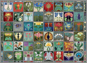 Art Nouveau Tiles Flower & Garden By Cobble Hill