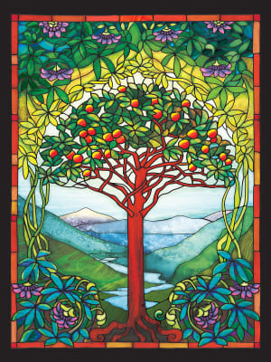 Tree of Life Stained Glass Flower & Garden By Cobble Hill