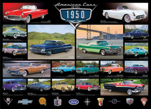 American Cars of the 1950's Collage By Eurographics