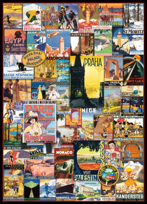 Travel the World Vintage Ads Collage By Eurographics