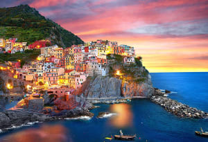 Manarola at Dusk, Italy Beach & Ocean By Eurographics