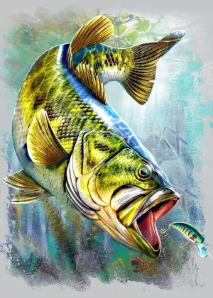 Bass Crank Fish By River's Edge