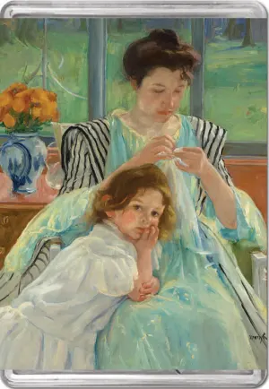 Young Mother Sewing MiniPix&reg; Puzzle Fine Art By Pigment & Hue