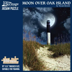 Moon Over Oak Island Lighthouse By Heritage Puzzles
