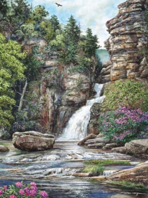 Linville Falls Waterfall By Heritage Puzzles
