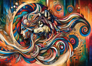 Wolf's Embrace Cultural Art By GoodWay Puzzles