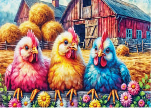 Egg-Citing Trio Farm Animal By Delfy