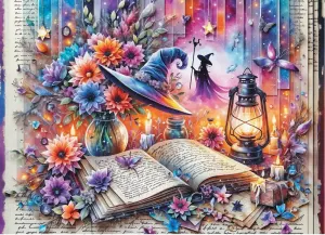 Mystic Spellbook Fantasy By Delfy