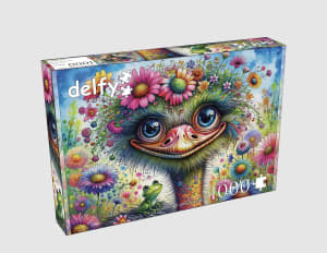 Ostrich And Friend Birds By Delfy