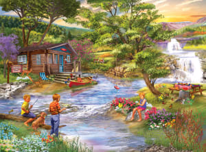 Fishing from the Banks Cabin & Cottage By RoseArt