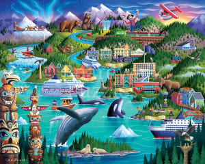 Alaska's Inside Passage Landmarks & Monuments By Boardwalk Puzzle Company