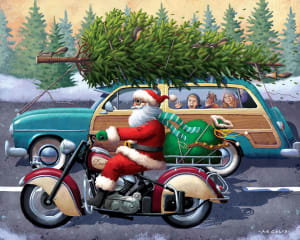 Motorcycle Santa Christmas By Boardwalk Puzzle Company