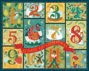 12 Days of Christmas Collage By Boardwalk Puzzle Company