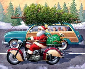 Motorcycle Santa Christmas By Boardwalk Puzzle Company