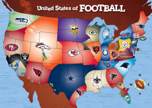 NFL USA Map United States By MasterPieces