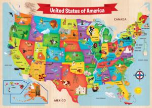 USA Wood Map United States Children's Puzzles By MasterPieces