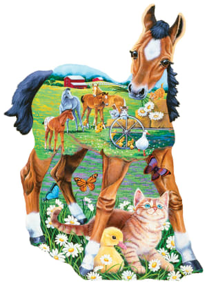 Pony Playtime - 100 Piece Shaped Puzzle Horse By MasterPieces