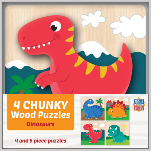 4 Chunky Wood Puzzles - Dinosaurs Dinosaurs By MasterPieces
