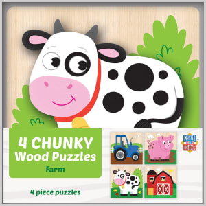 4 Chunky Wood Puzzles - Farm Farm Animal By MasterPieces