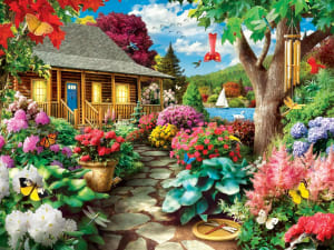 Memory Lane - Hummingbird in Bloom Flower & Garden By MasterPieces