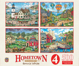 4 Pack - Hometown Gallery  Folk Art By MasterPieces