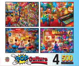 4 Pack - Pop Culture 500 Piece Puzzles Nostalgic & Retro By MasterPieces