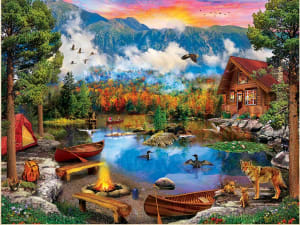 Sunset Canoe Lakes & Rivers By MasterPieces