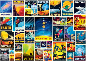 Vintage Posters - Space Travel Collage By MasterPieces