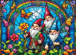 Stained Glass - Gnomish Delight Flower & Garden By MasterPieces