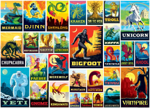 Vintage Posters - Mythical Creatures Collage By MasterPieces