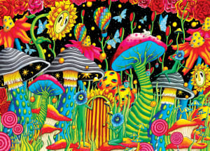 Wonderous Worlds - Garden of Cosmic Delight Surrealism By MasterPieces