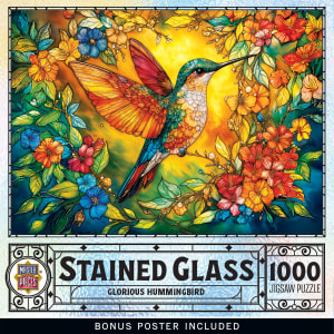Stained Glass - Glorious Hummingbird Flower & Garden By MasterPieces