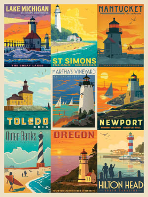 Lighthouses Collage By Willow Creek Press
