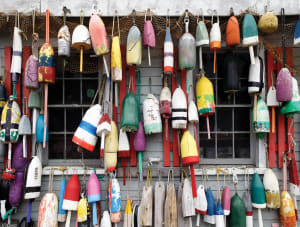 Lobster Buoys Beach & Ocean By White Mountain