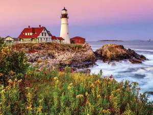 Maine Lighthouse Beach & Ocean By White Mountain