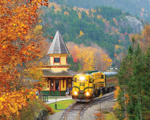 Scenic Railroad Landscape By White Mountain
