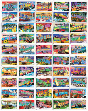 State Greetings Stamps Collage By White Mountain