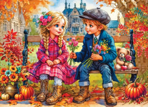 Autumn's Tender Gesture People By Delfy