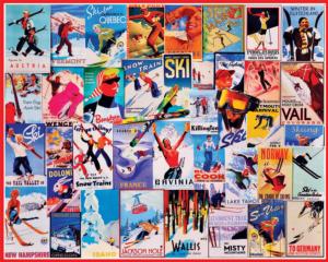 Ski Poster Collage By White Mountain