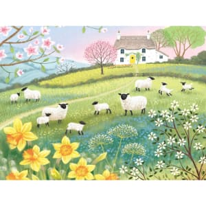Folk Art - Ian Saxton - Spring Lambs Landscape By Karmin International