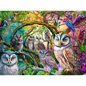Puzzle Rose Cat Khan - Tropical Owls Birds By Karmin International