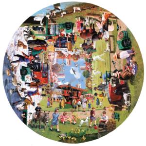 Four Seasons on the Green Nostalgic & Retro Round Jigsaw Puzzle By SunsOut