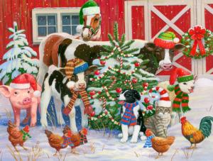 Merry Christmas in the Barnyard Christmas Large Piece By SunsOut