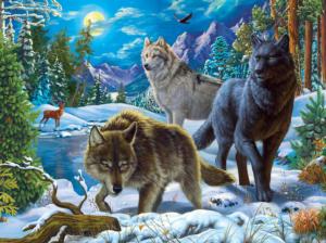 Wolves on a Snowy Night Wolf Jigsaw Puzzle By SunsOut