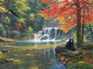 Peaceful Falls Waterfall By SunsOut