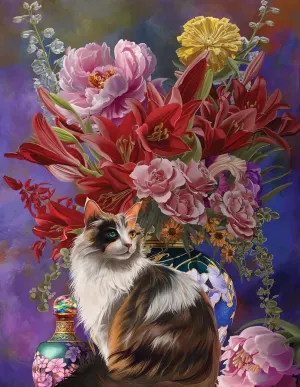 Cats and Flowers four Chinoiserie Cats By SunsOut