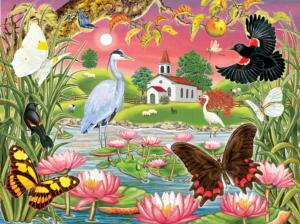 Heron Lake Flower & Garden Jigsaw Puzzle By SunsOut