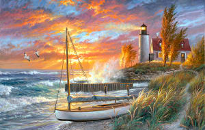 Point Betsie Lighthouse Beach & Ocean By SunsOut