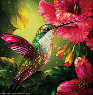Hummingbird and Hibiscus Flower & Garden By SunsOut